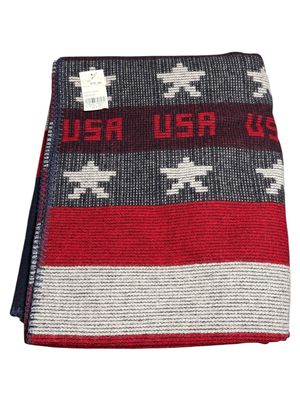 Woolrich Freedom Throw Blanket 60x72" Flag Patriotic USA Wool Blend Red Blue